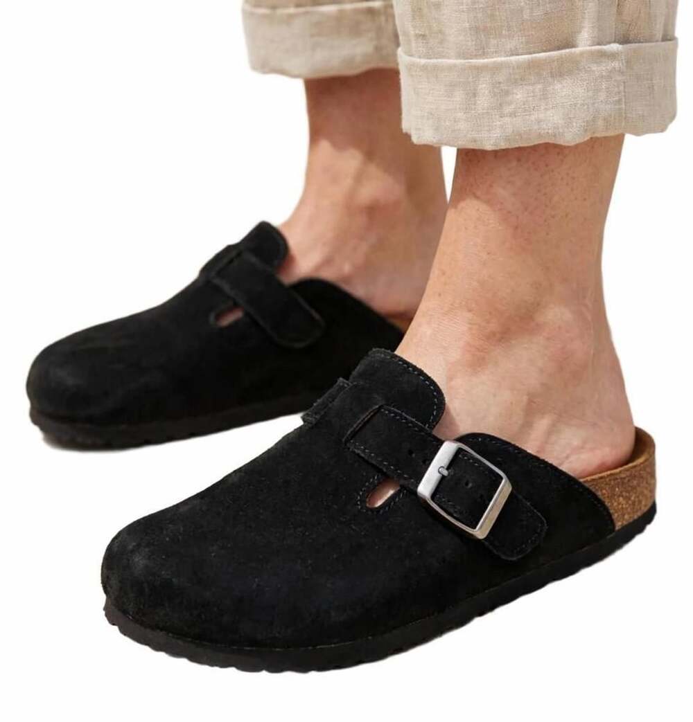 Sonoma Goods For Life Black Suede Buckle Clogs